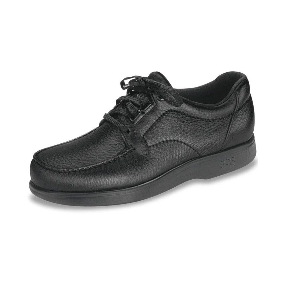 SAS Bout Time Running Shoes Men's Black Leather Lace-Up Low Top Sneakers 12 WW